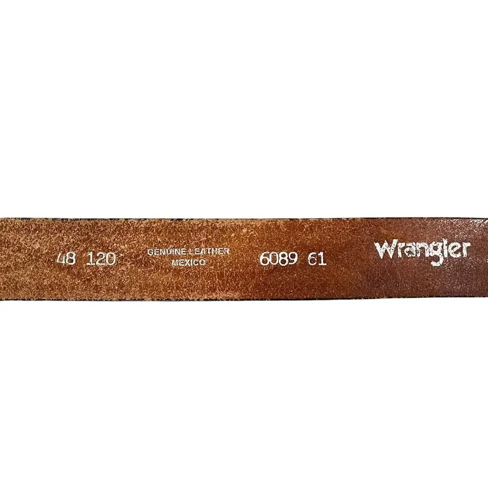 Vintage Wrangler Leather Embossed Belt, Western, Size 48/120, Mens